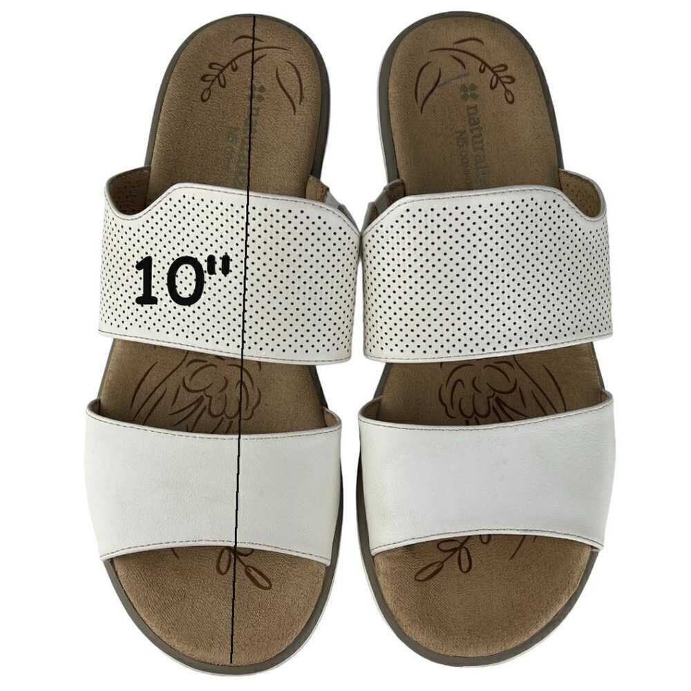 NATURALIZER N5 Comfort White Leather Women's Sandals Open-Toe Flexible Sole - Picture 7 of 13